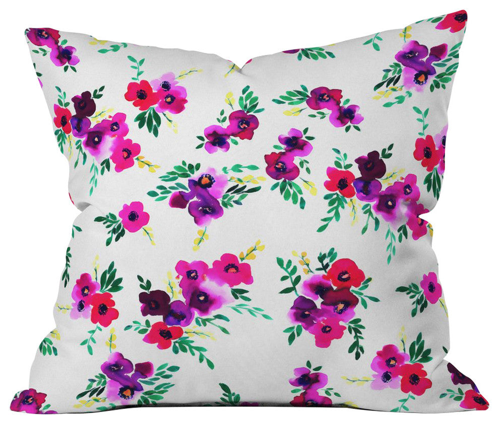Caleb Troy Wintertide Roses Throw Pillow, 16"x16"