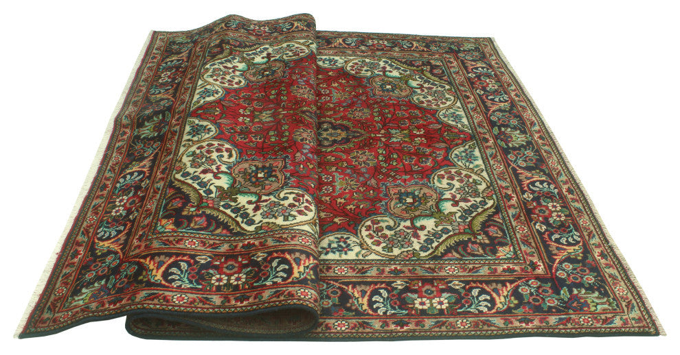 Fine Vintage Distressed Levi Red/Navy Rug, 6'10 x 9'11
