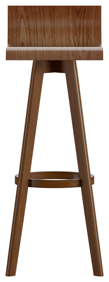 Tori, Mid-Century Modern Swivel Stool, Set of 2, Walnut, 29"