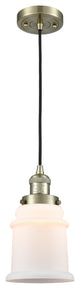 Canton 1-Light Mini Pendant, Antique Brass, Matte White