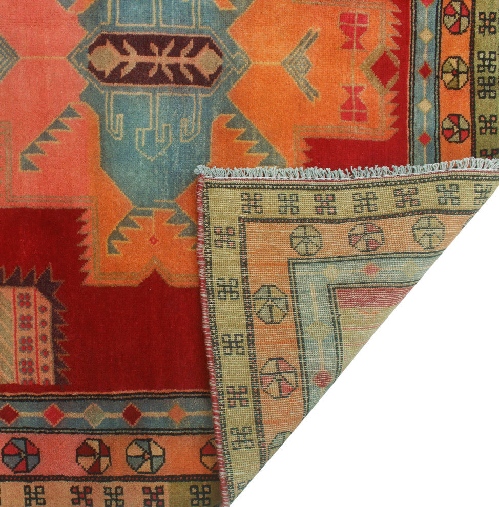 Fine Vintage Distressed Dadbeh Red/Orange Runner, 4'11x10'4