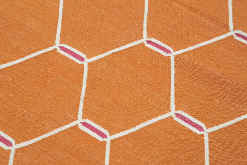 Rug N Carpet - Handmade Wool 3' 5'' x 5' 7'' Flatweave Dhurrie Kilim Rug