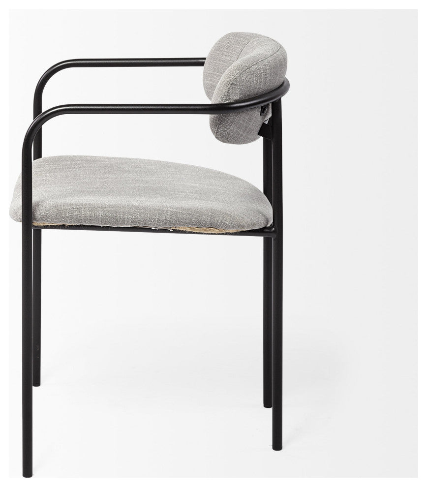 Set of 2 Black and Heathered Gray Dining Chairs