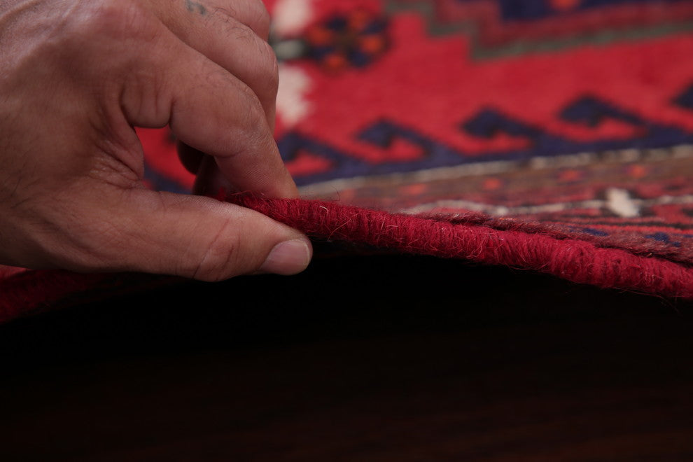 Consigned, Wool Persian Hamedan Hand-Knotted Oriental Area Rug, Red, 4'8"X3'2"