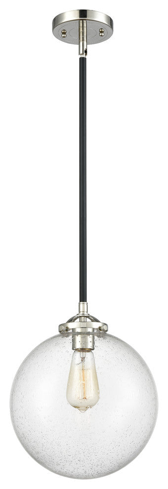 X-Large Beacon 1-Light Mini Pendant, Black Polished Nickel, Seedy