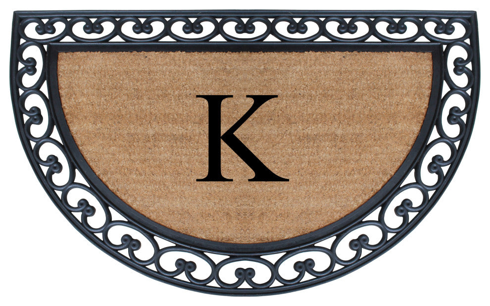 A1HC Half Round 30"x48" Double Door Monogrammed Doormat, K