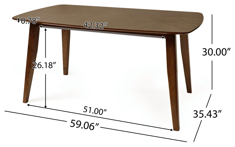 GDF Studio 7-Piece Mid-Century Dining Set, Table & 6 Chairs, Mint/Walnut