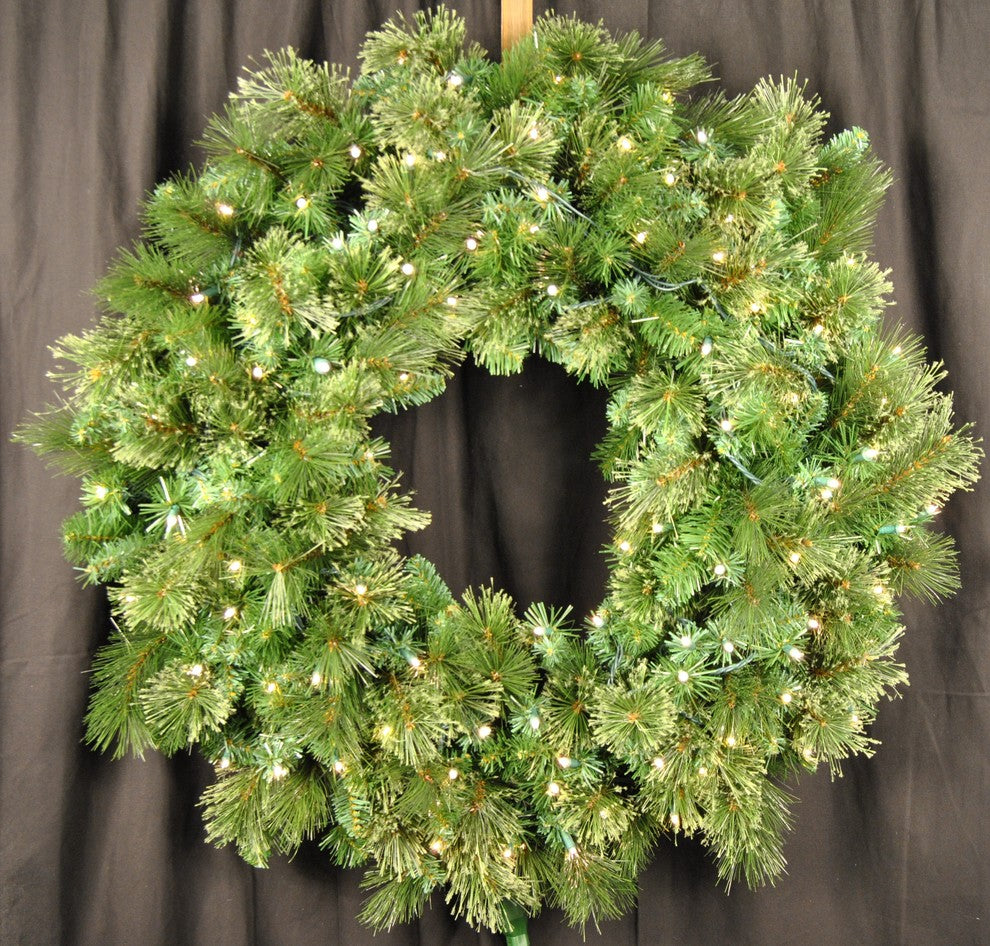 4' Blended Pine Wreath Pre-Lit With Warm White LEDs