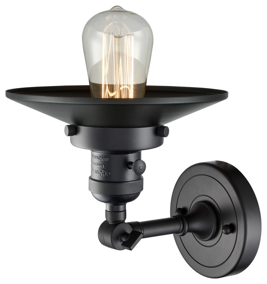 Railroad 1-Light Sconce, Matte Black, Shade: Matte Black