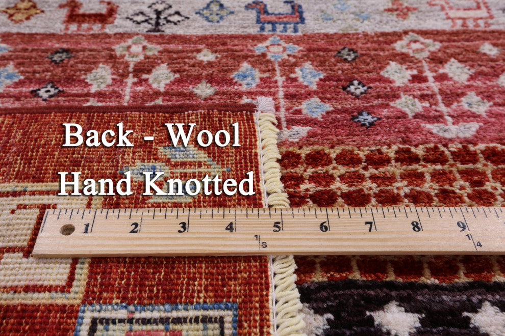 Persian Gabbeh Tribal Hand Knotted Wool Rug 5' 0" X 6' 9" Q10375