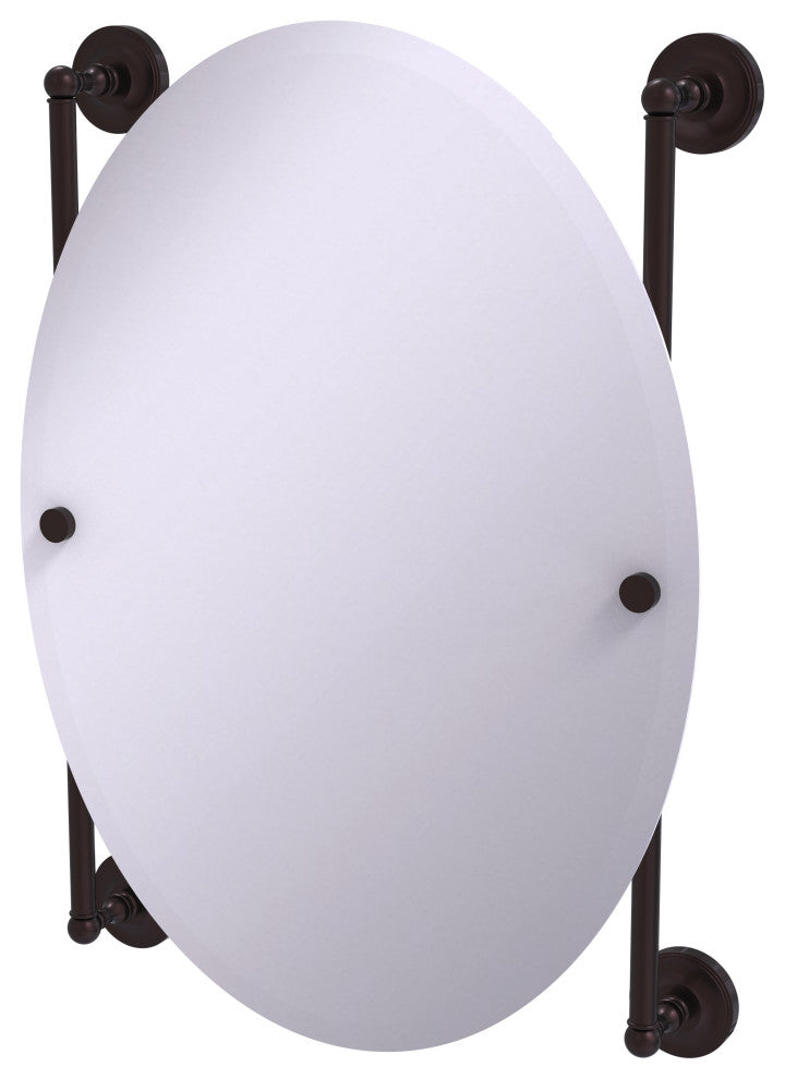 Prestige Regal Oval Frameless Rail Mounted Mirror, Antique Bronze