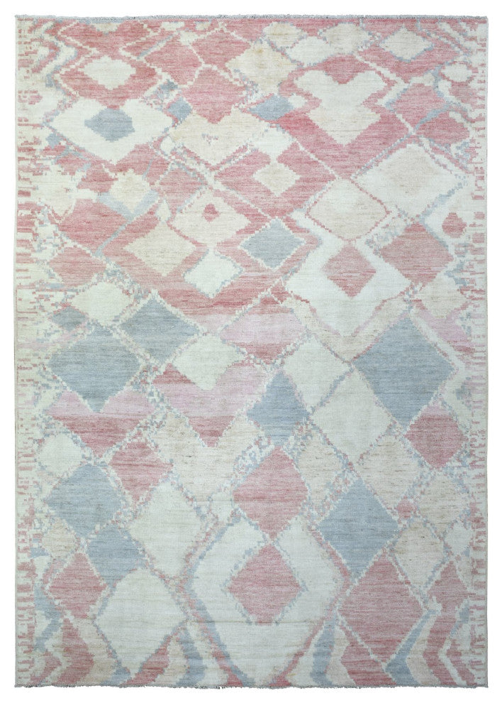 Pink, Soft Wool Hand Knotted, Boujaad Moroccan Berber Oriental Rug, 8'1"x11'7"