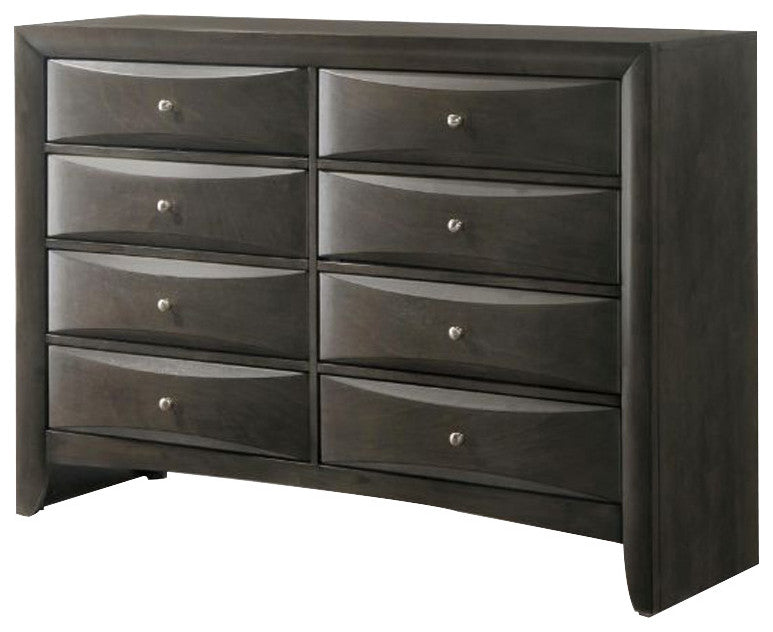 Wooden Dresser with 8 Drawers, Gray Oak