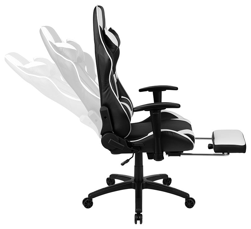 Black Gaming Desk & Footrest Reclining Chair Set, Black