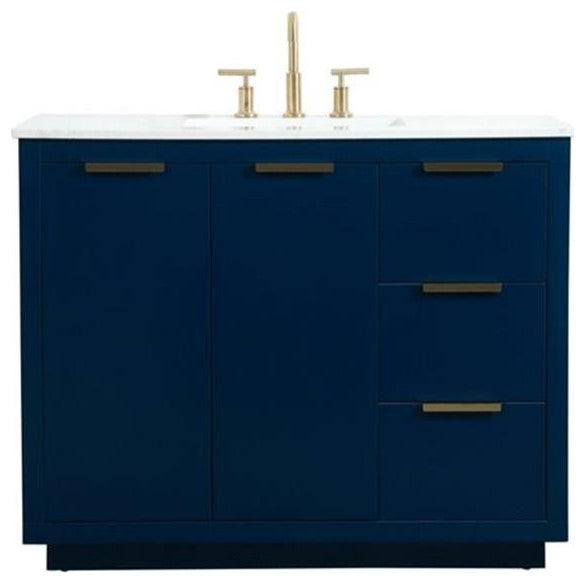 Elegant Decor Blake 42" Aluminum Alloy MDF Single Bathroom Vanity in Blue