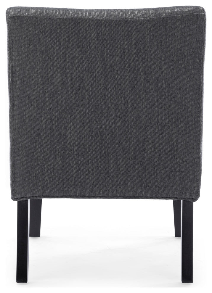 Mulligan Fabric Tufted Slipper Chairs, Set of 2, Charcoal + Matte Black