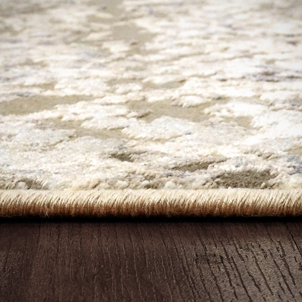 Chateau Beige and Blue Area Rug, 2'x3.5'