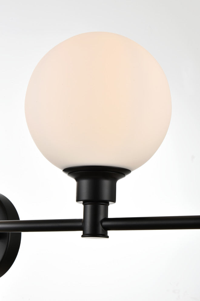 3 Light Black And Frosted White Bath Sconce