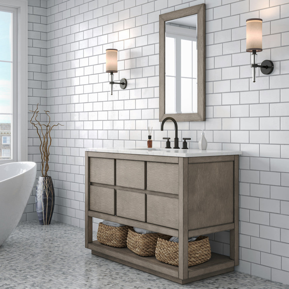 Oakman Marble Top Vanity in Grey Oak, 48", Vanity Only