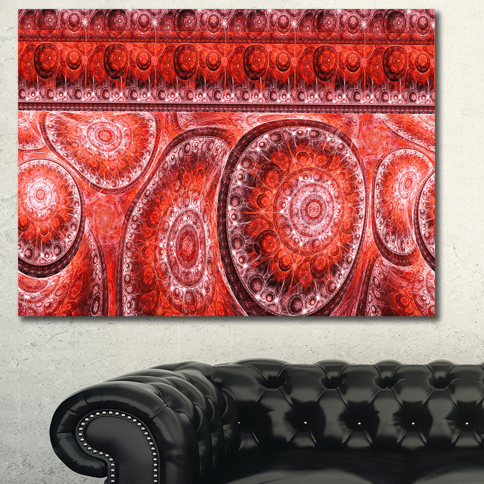 Red Living Cells Fractal Design, Oversized Abstract Canvas Art Print, 60x40