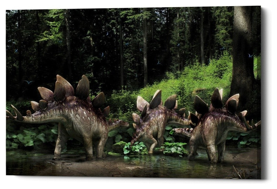 Epic Graffiti "Stegosaurus Family" Giclee Canvas Wall Art, 12"x18"