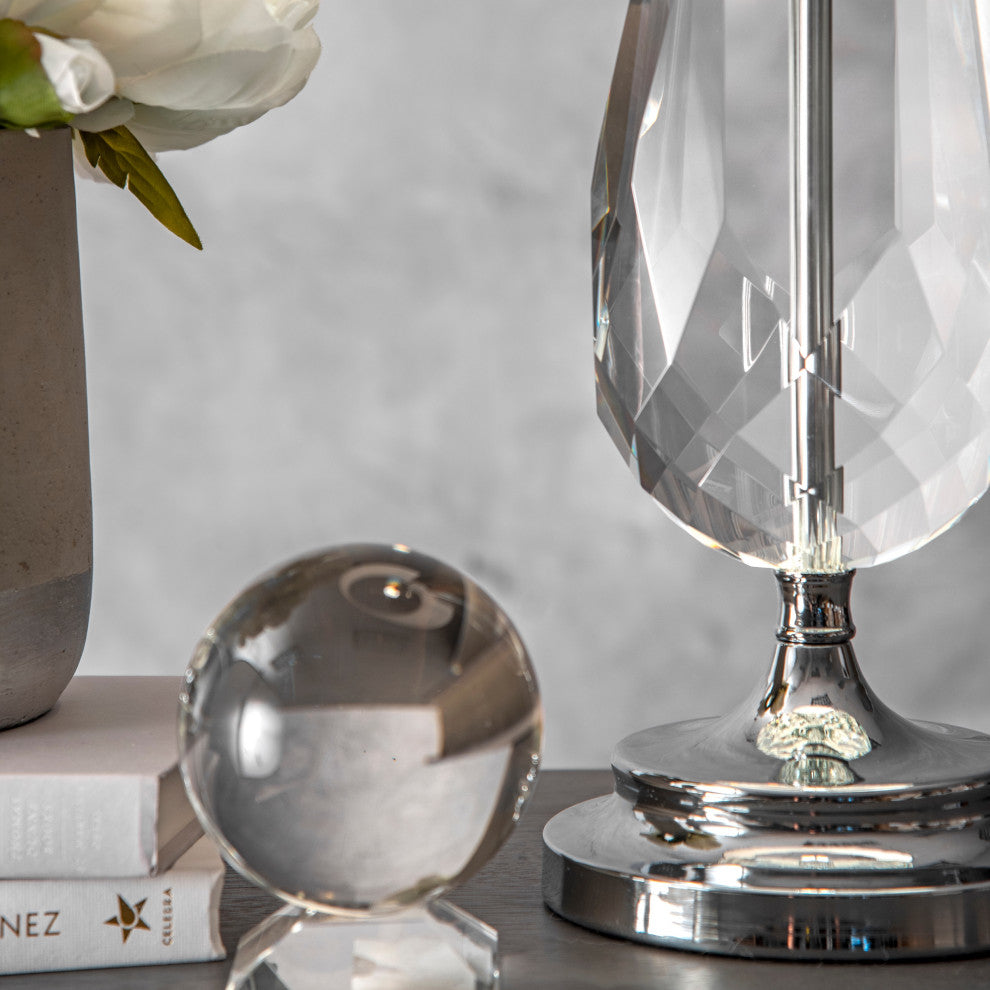 Nuloom 28" Crystal Moon Tear Faux Silk Shade Clear Finish 3-Way Switch
