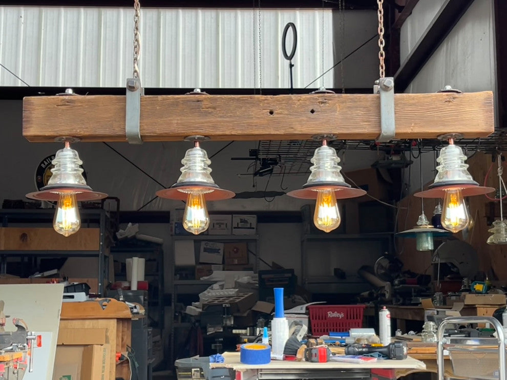 Utility Pole Crossarm Beam Chandelier Insulator Edison Bulb