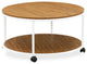 Harley Round Coffee Table, Powder Coating White, Brown Wood Laminate
