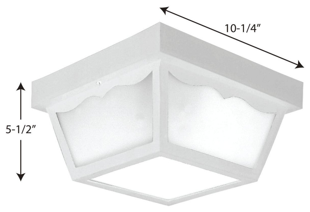 2-Light 10-1/4-in Flush Mount Indoor/Outdoor Light, White