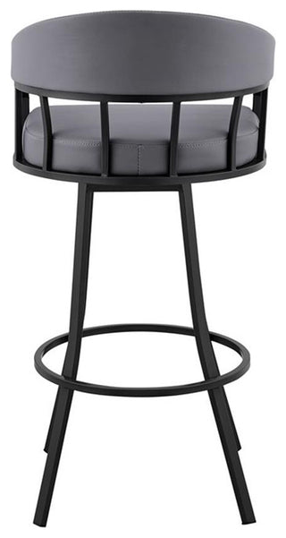 Armen Living Palmdale 26" Faux Leather Swivel Counter Stool in Black/Slate Gray