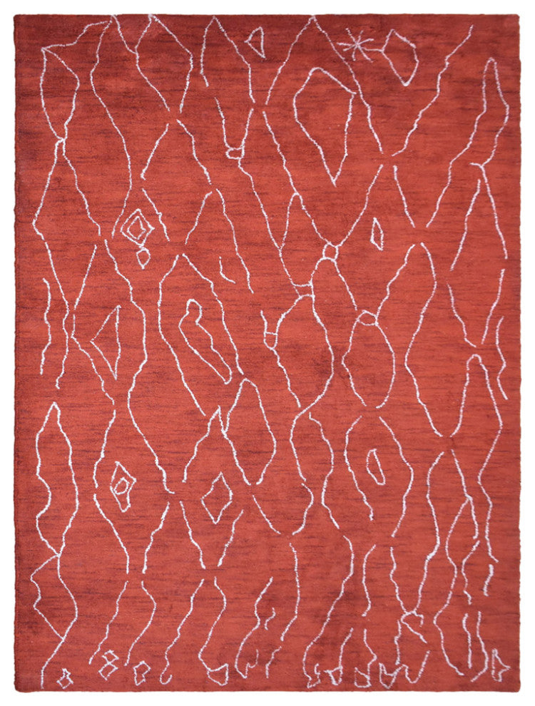 HAND KNOTTED LOOM SILK ECO-FRIENDLY RUG-6'x9',Rectangle,Red White,Contempor