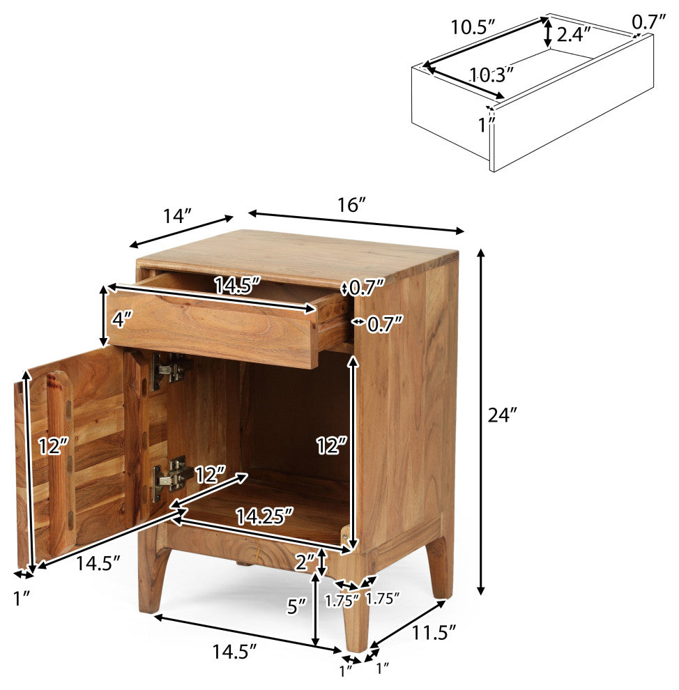 Letitia Modern Handcrafted Acacia Wood Side Table