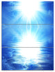 Blue Sky Mirrored in Blue Sea, Seascape Triptych Canvas Print, 28x36, 3 Panels