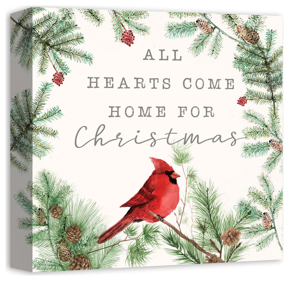 Hearts Come Home For Christmas 12x12 Canvas Wall Art