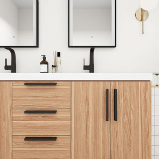 Carla 60" Freestanding Bathroom Vanity With Double Sink, White Oak
