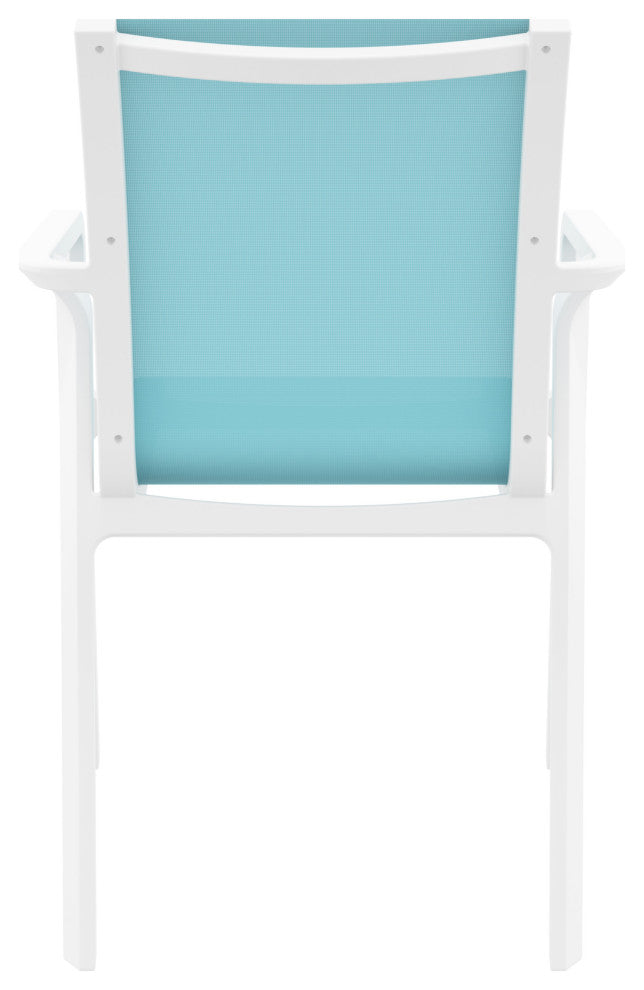 Pacific Sling Arm Chair, Set of 2, White Frame/Turquiose Sling