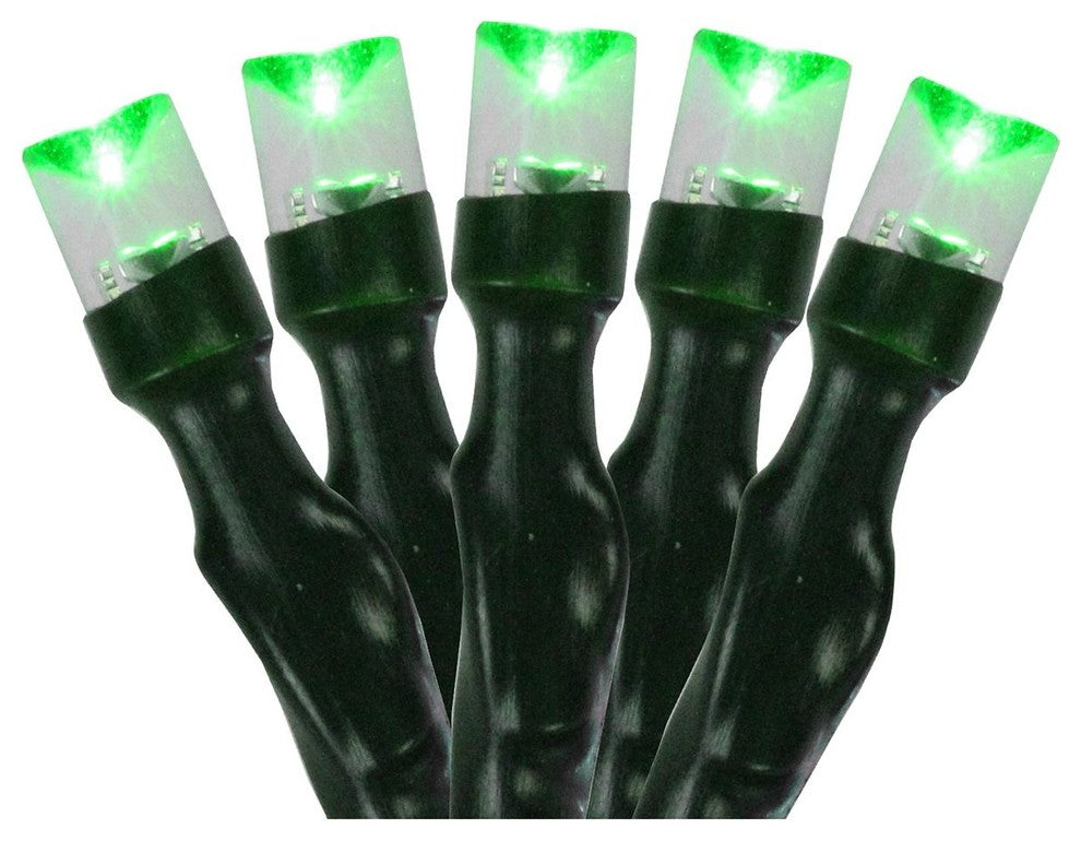 20 Battery Operated Green LED Wide Angle Christmas Lights - 9.5 ft Green Wire