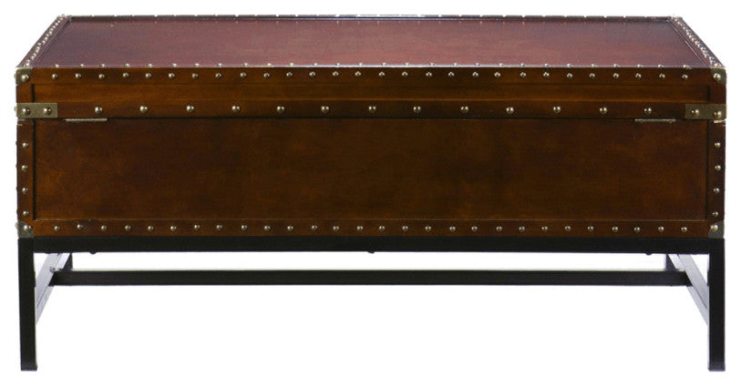 42" Brown Manufactured Wood And Metal Rectangular Coffee Table