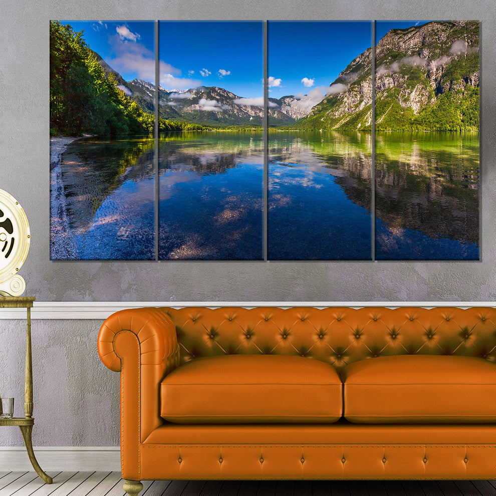 Bohinj Lake in Triglav National Park, Landscape Canvas Print, 48"x28", 4 Panels