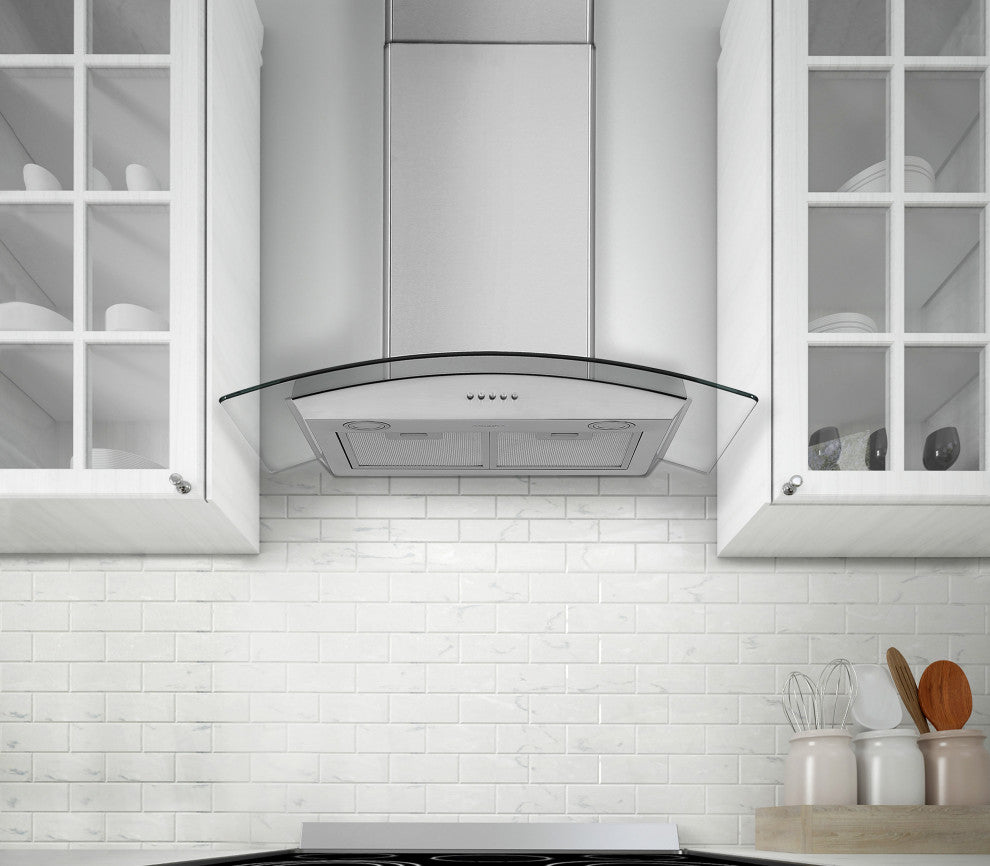Ancona 30" Convertible Wall Mount Glass Canopy Range Hood