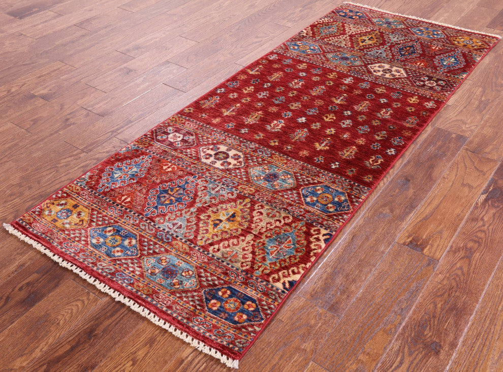 Runner Khorjin Super Kazak Hand Knotted Rug 2' 7" X 6' 9" Q5849