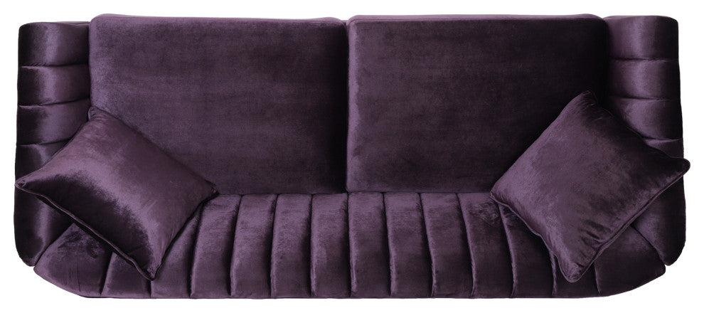 Susan Contemporary Velvet 3-Seater Sofa, Blackberry/Dark Brown