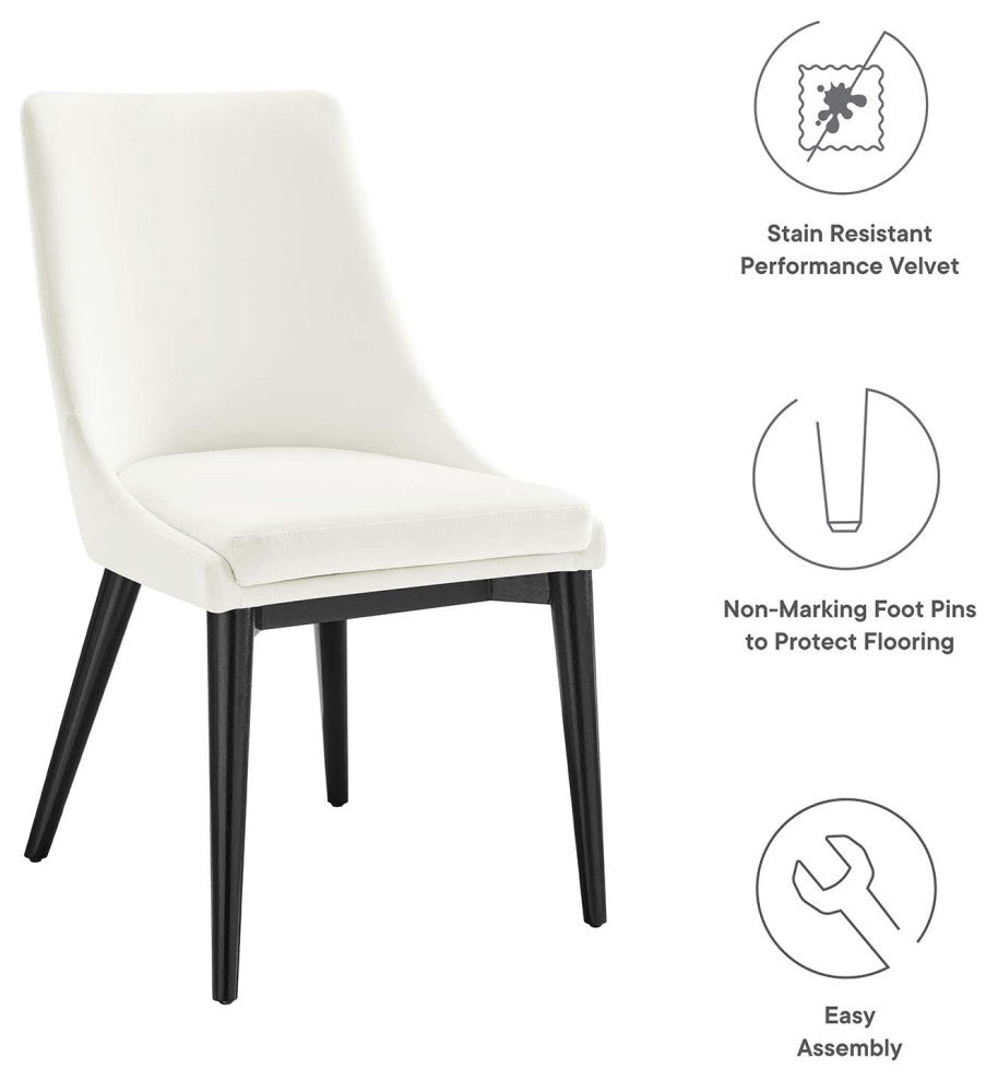 Viscount Accent Performance Velvet Dining Chairs, Set of 2, White