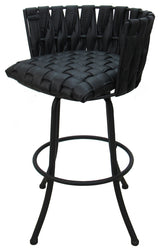 Metalona Bar Stool, Black Vinyl, Black, 30"