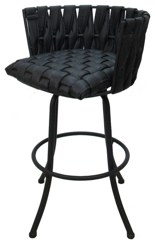 Metalona Bar Stool, Black Vinyl, Black, 30"