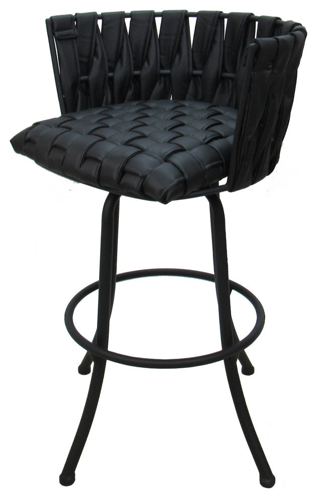 Metalona Bar Stool, Black Vinyl, Black, 30"