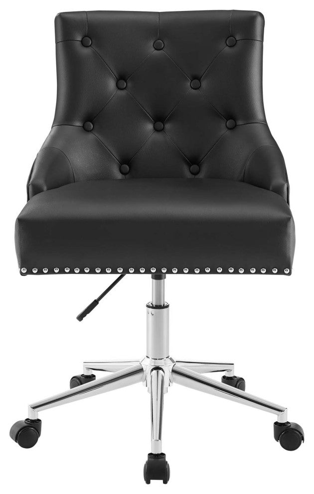 Regent Tufted Button Swivel Faux Leather Office Chair Black