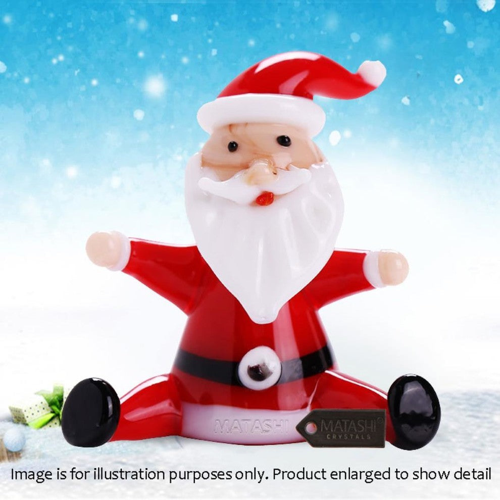 Murano Christmas Winter Decorative Glass Sitting Santa Figurine