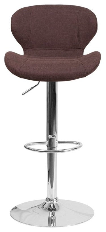 Estella Aila Mid-Back Brown Fabric Swivel Adjustable Barstool