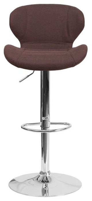 Estella Aila Mid-Back Brown Fabric Swivel Adjustable Barstool